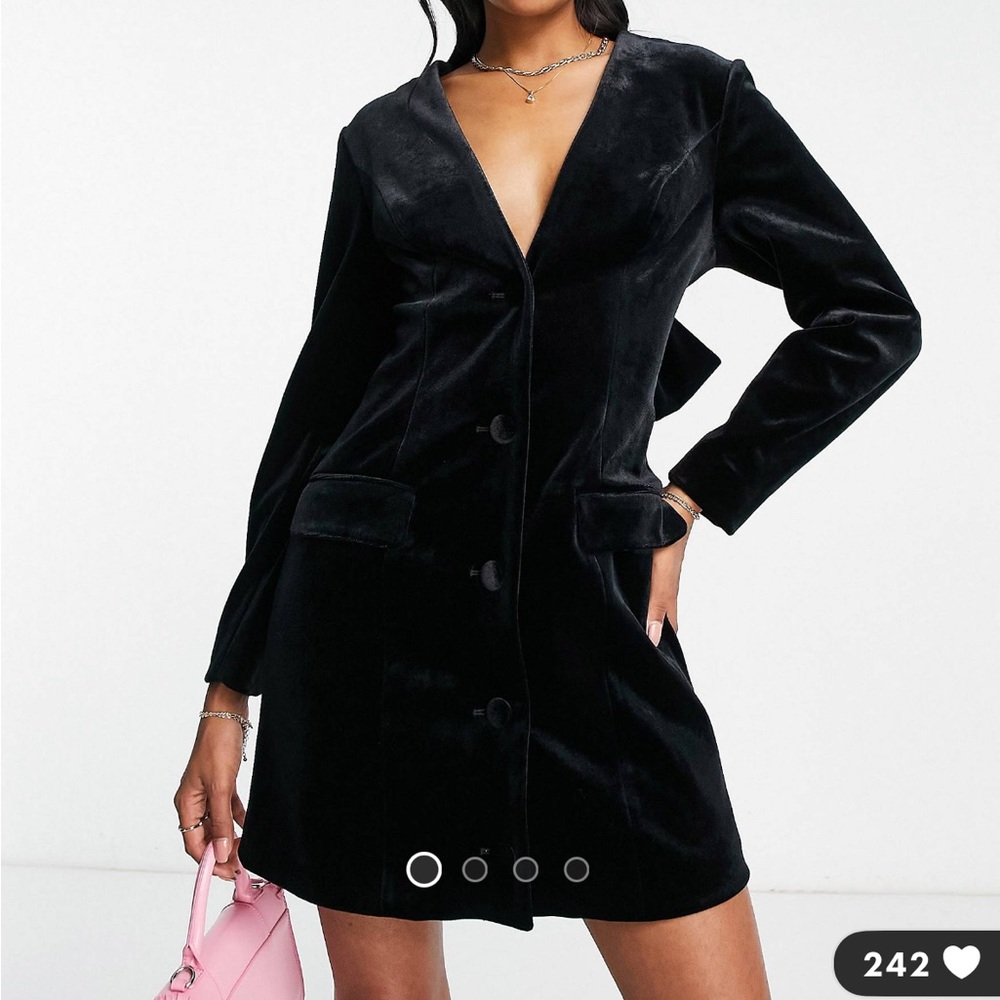 Miss Selfridge velvet blazer dress with tie back detail